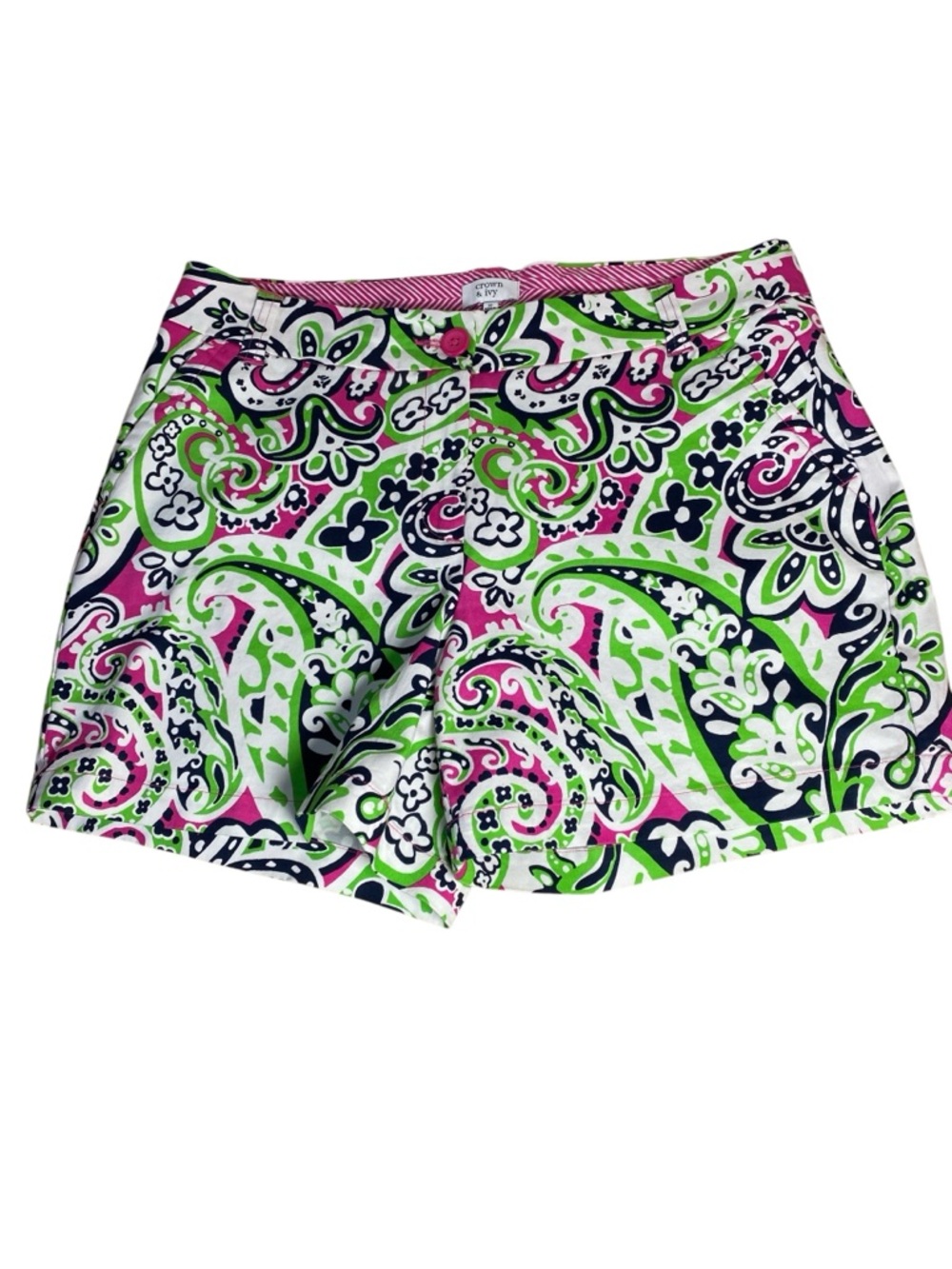 Crown & Ivy Women's Cotton Stretch Colorful Paisley Print Mini Shorts Size 10